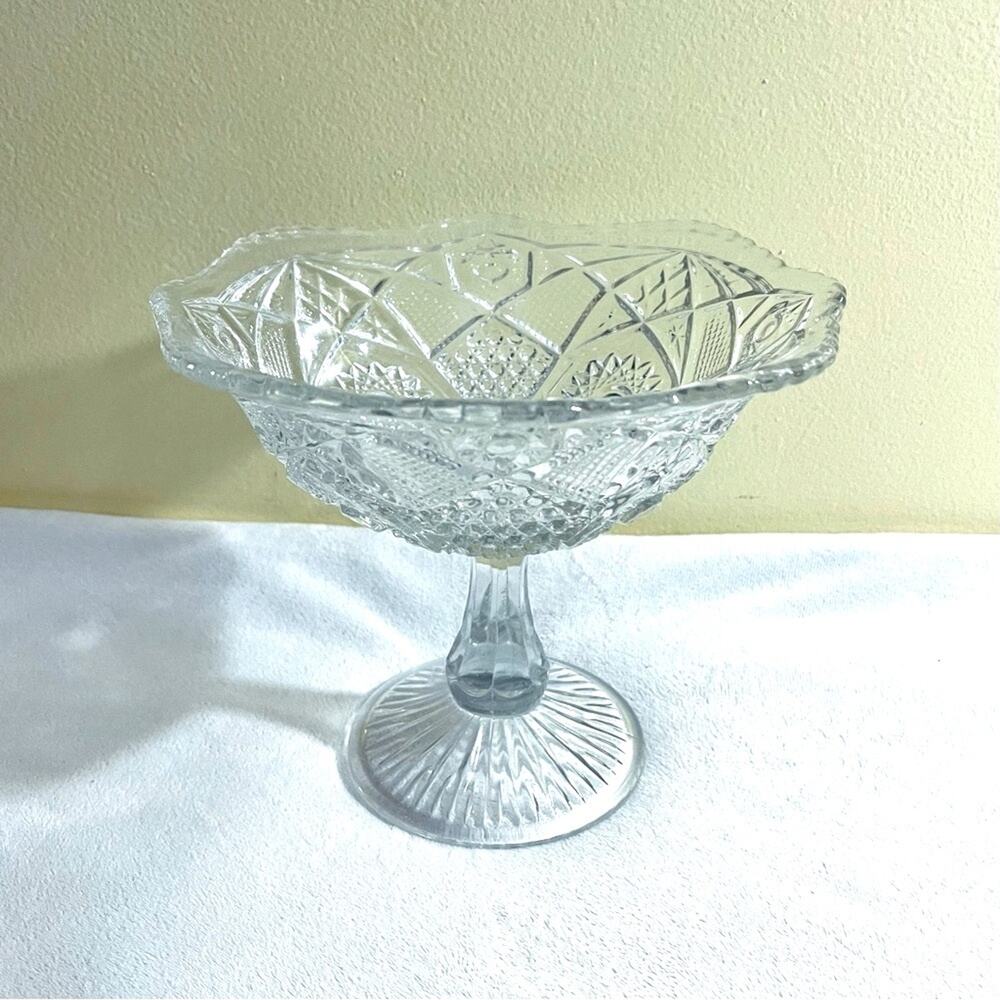 Antique 1912 EAPG Compote Keystone Pedestal Bowl US Glass Co Centerpiece 15124